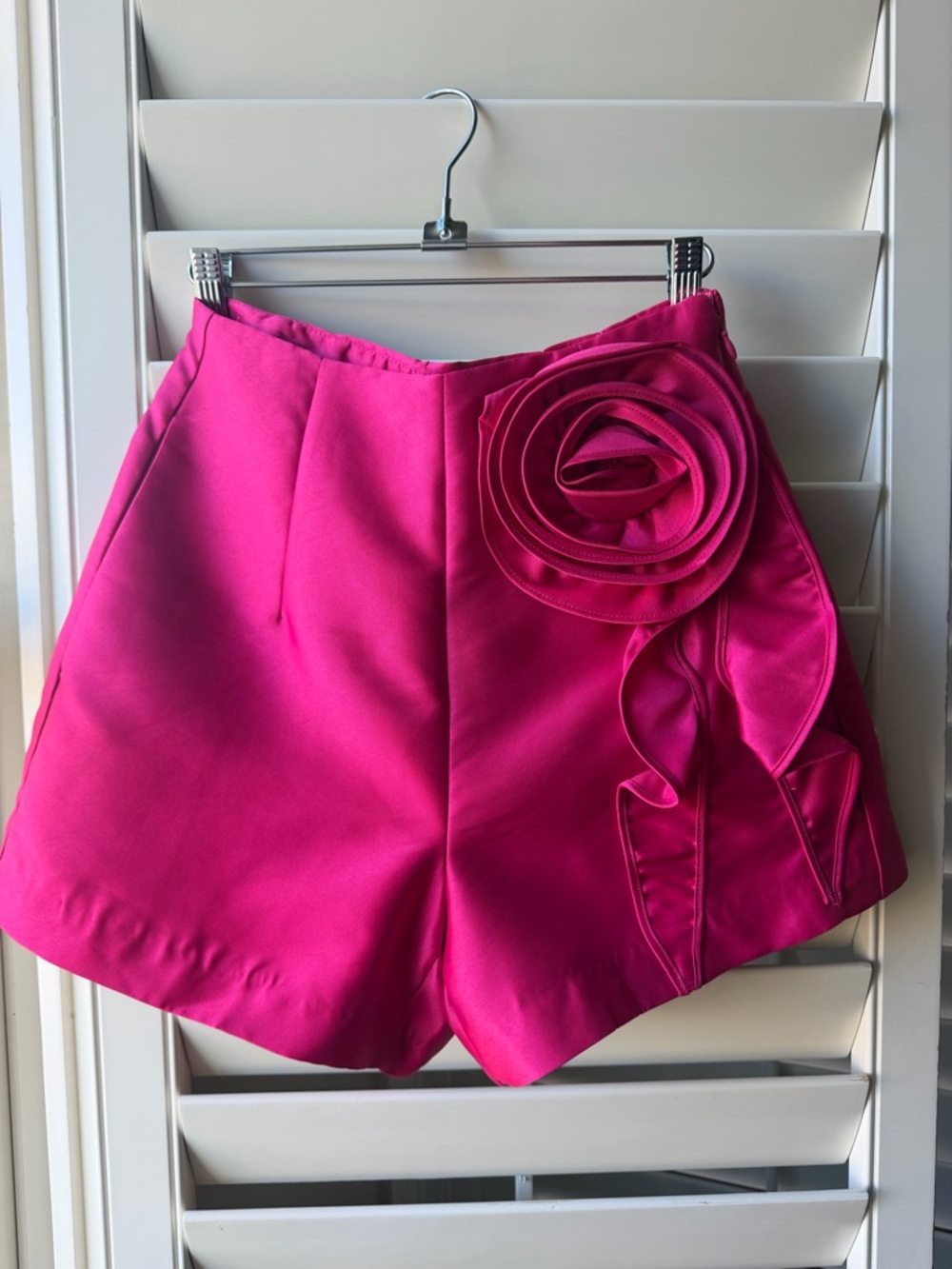 Ina Hot Pink High-Waist Rosette Shorts